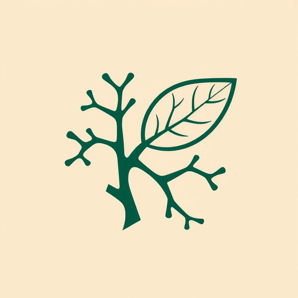 Abstrakte Darstellung von Leberzellen und Alpenblättern